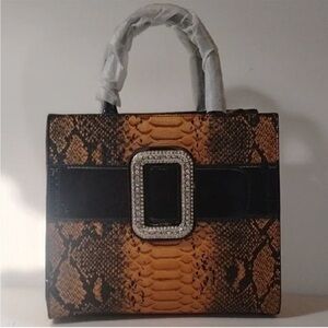 QIAOPINIAO - Amber Snake Embossed Faux Leather Shoulder/X-Body With Strap NWT
